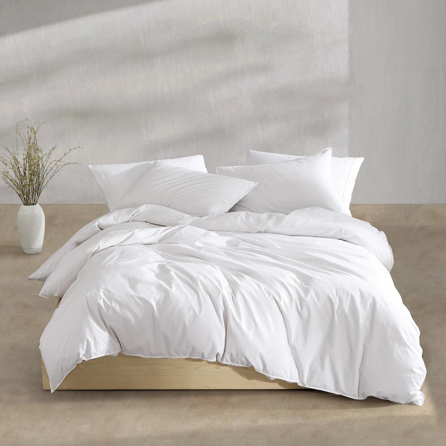Calvin Klein Washed Percale Cotton Solid Comforter Set