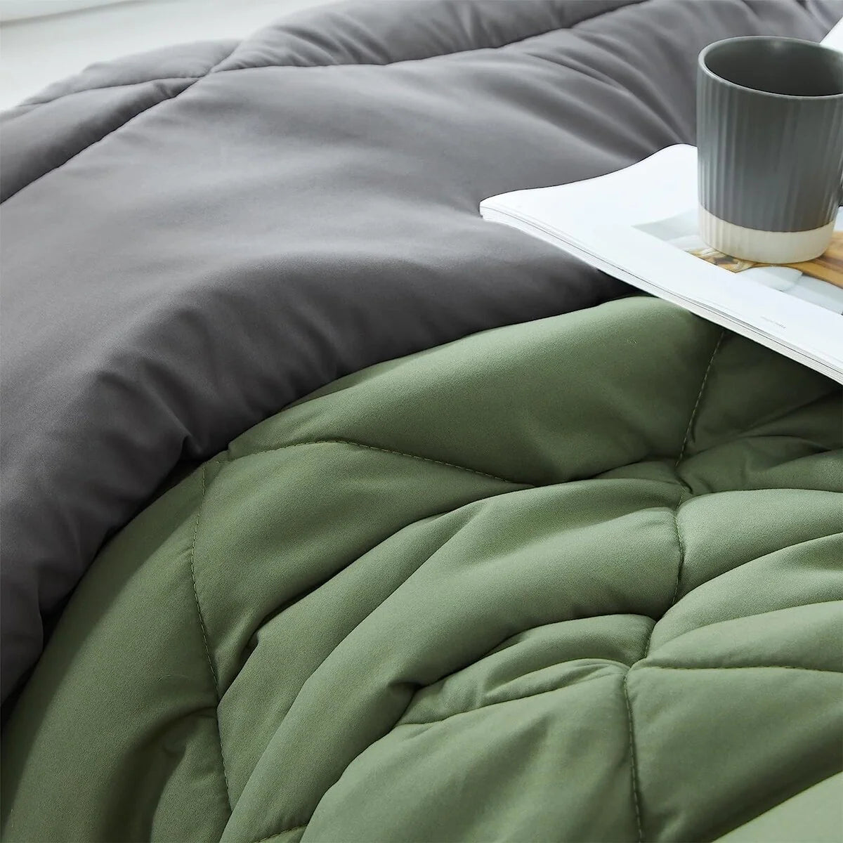 Hero Green/Charcoal Gray Reversible Twin XL Comforter