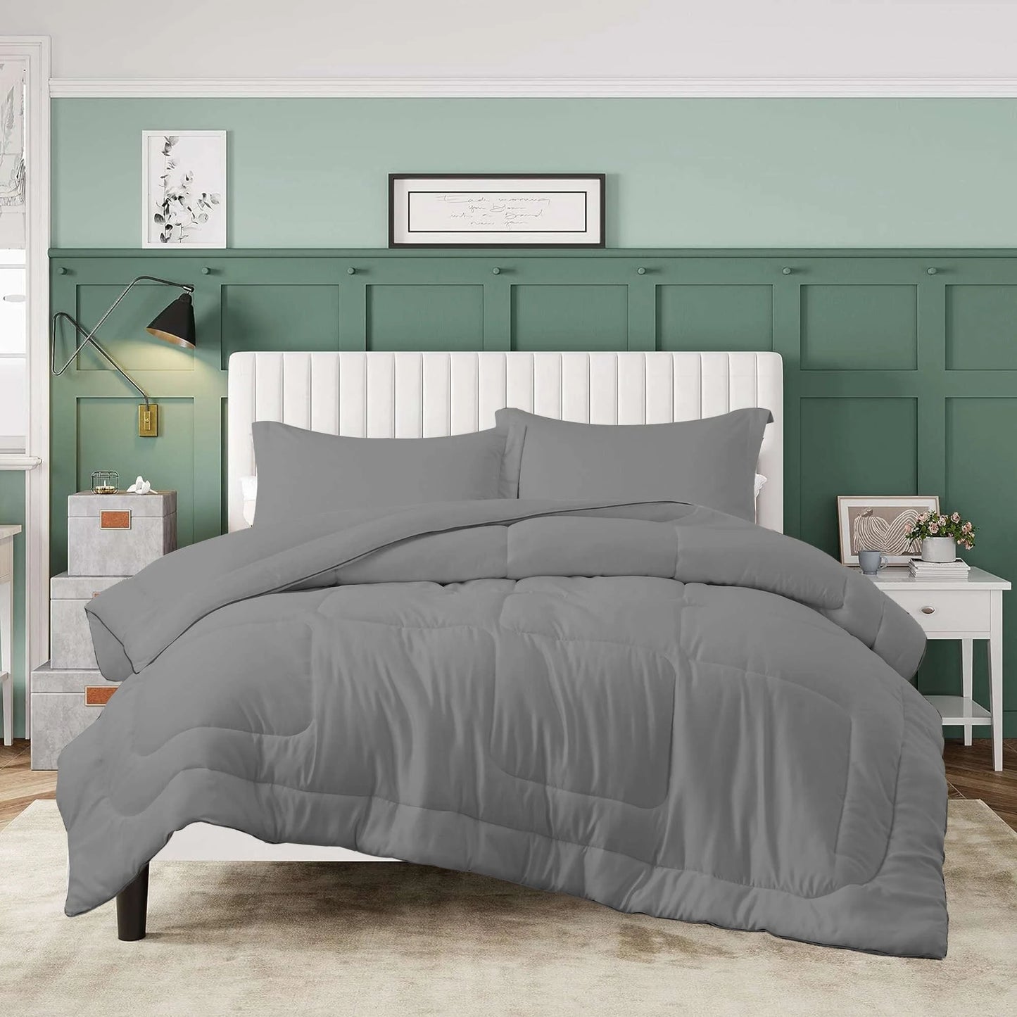 3 Piece Reversible Silky Luxury Soft Satin Comforter with 2 Satin Pillowcases