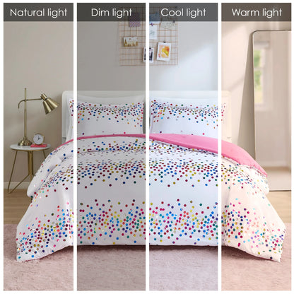 Intelligent Design Cora Rainbow Iridescent Metallic Dot Comforter Set