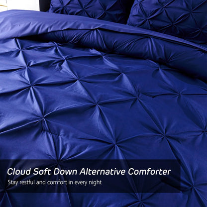 8-piece Pinch Pleated Bed-in-a-Bag Down Alternative Comforter Set