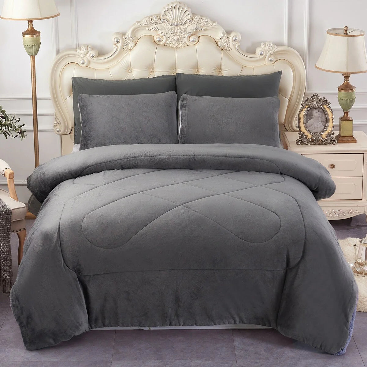 Fleece/ Sherpa Down Alternative 3-piece Comforter Set