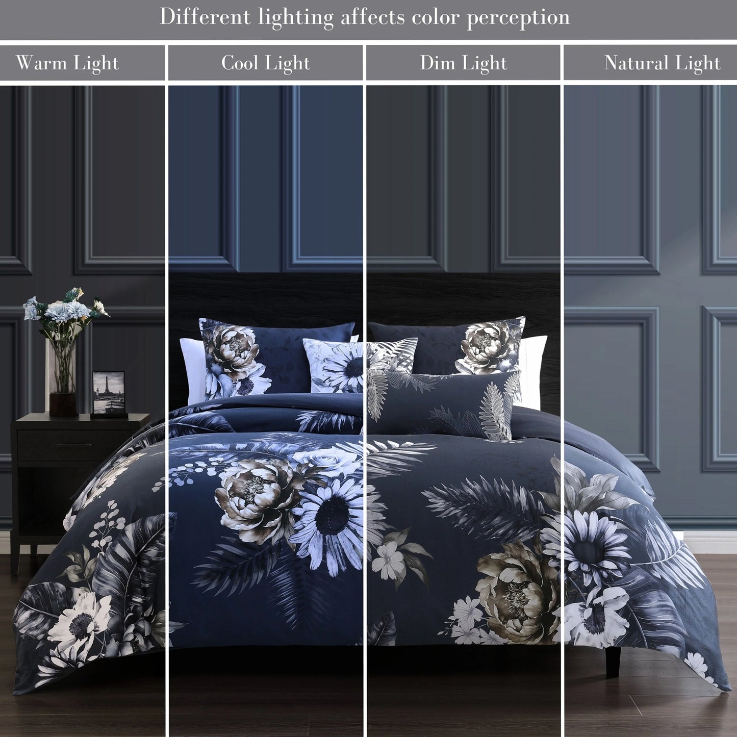 Bebejan Forget Me Not 100% Cotton Sateen 5-Piece Reversible Comforter Set