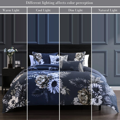 Bebejan Forget Me Not 100% Cotton Sateen 5-Piece Reversible Comforter Set