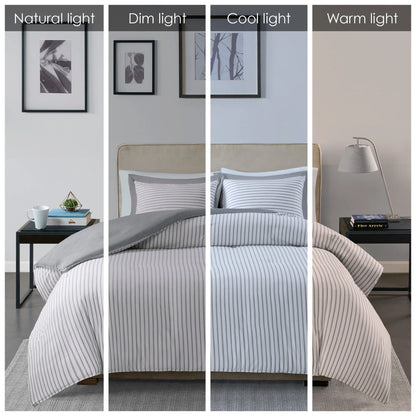 Madison Park Essentials Braydon Reversible Yarn Dyed Stripe Down Alternative Comforter Set