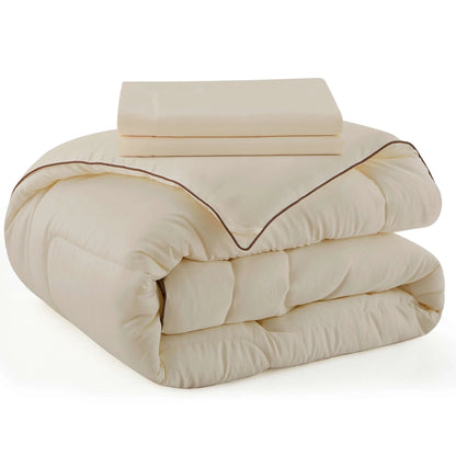 3 Piece Reversible Silky Luxury Soft Satin Comforter with 2 Satin Pillowcases