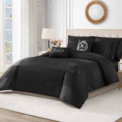 Juicy Couture Glam Night Black Stripe Comforter Bedding Set