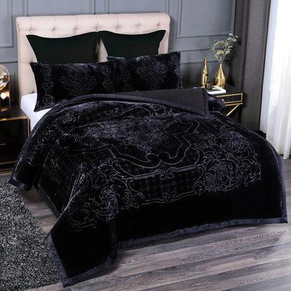 Ultra Plush Printed 3-piece Sherpa Borrego Comforter Set