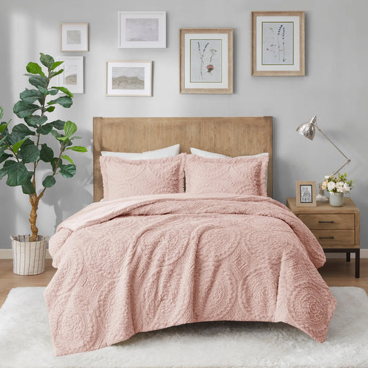 Madison Park Nova Embroidered Medallion Faux Fur Plush Comforter Set