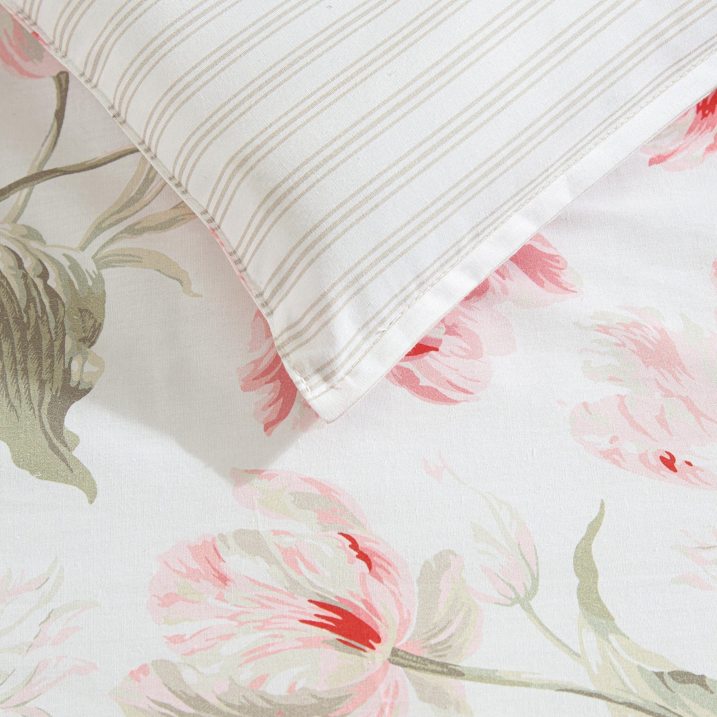 Laura Ashley Gosford Cotton Reversible Pink Comforter Bonus Set