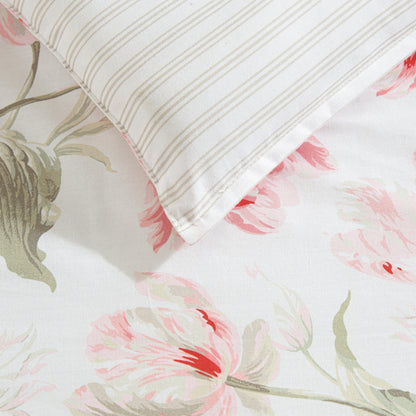 Laura Ashley Gosford Cotton Reversible Pink Comforter Bonus Set