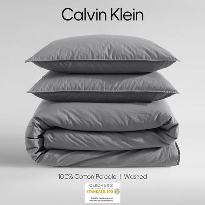 Calvin Klein Washed Percale Cotton Solid Comforter Set