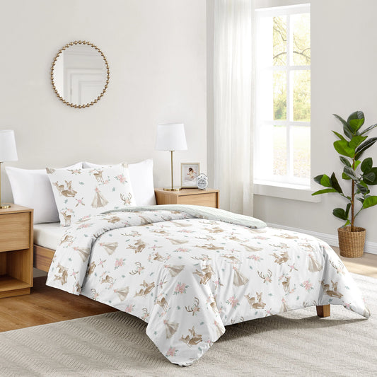 Sweet Jojo Designs Blush Pink Mint Boho Watercolor Woodland Deer Floral Collection Girl 2-piece Twin-size Comforter Set