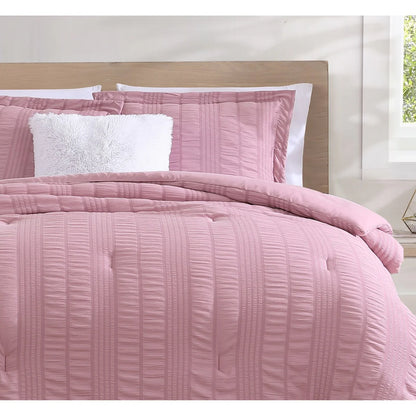 CEDAR COURT Morgan Textured Seersucker Stripe Soft Polyester Seersucker Comforter Set