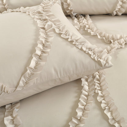 Lush Decor Avon Ruffled White 3-piece Comforter Set