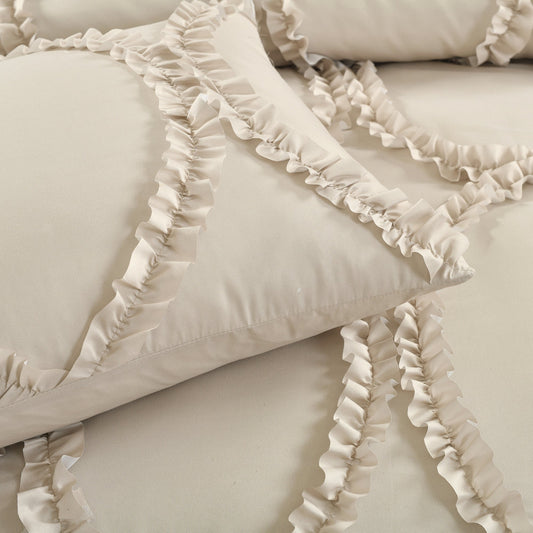 Lush Decor Avon Ruffled White 3-piece Comforter Set