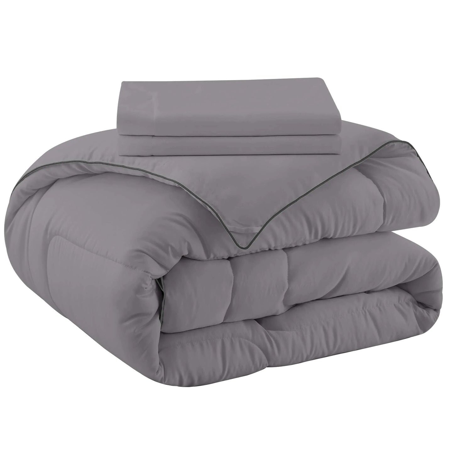 3 Piece Reversible Silky Luxury Soft Satin Comforter with 2 Satin Pillowcases