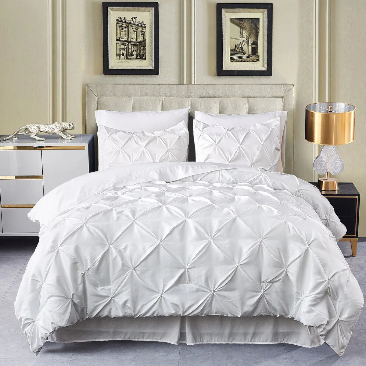 8-piece Pinch Pleated Bed-in-a-Bag Down Alternative Comforter Set