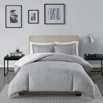 Madison Park Essentials Braydon Reversible Yarn Dyed Stripe Down Alternative Comforter Set
