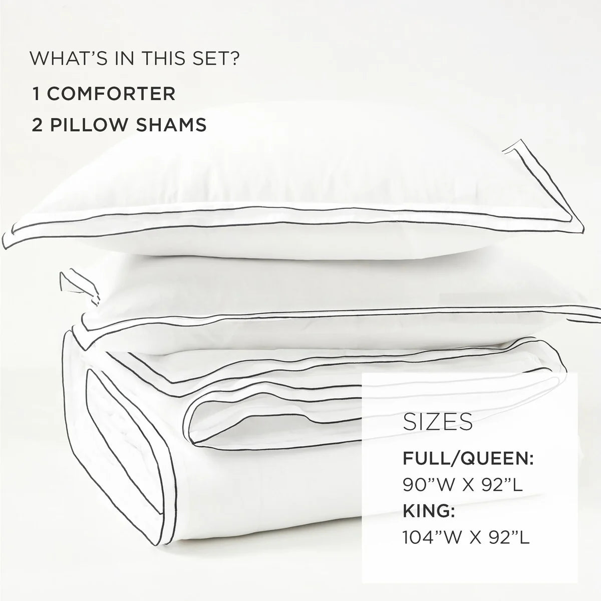 Lush Decor Hampton Double Flange Embroidered Contrast Edge Comforter 3 Pieces Set
