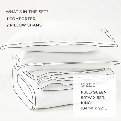 Lush Decor Hampton Double Flange Embroidered Contrast Edge Comforter 3 Pieces Set