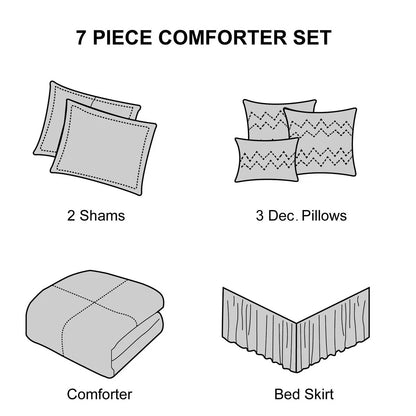 Nanshing Elise 7 Piece Modern Pinch Pleat Comforter Set