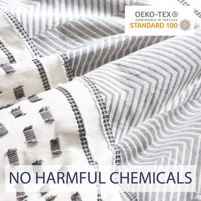 Atayal 100% Cotton Geometric Clipped Jacquard 5-Piece Bedding Comforter Set