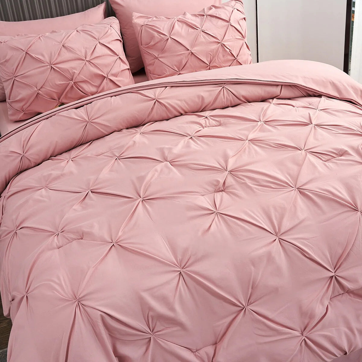 8-piece Pinch Pleated Bed-in-a-Bag Down Alternative Comforter Set