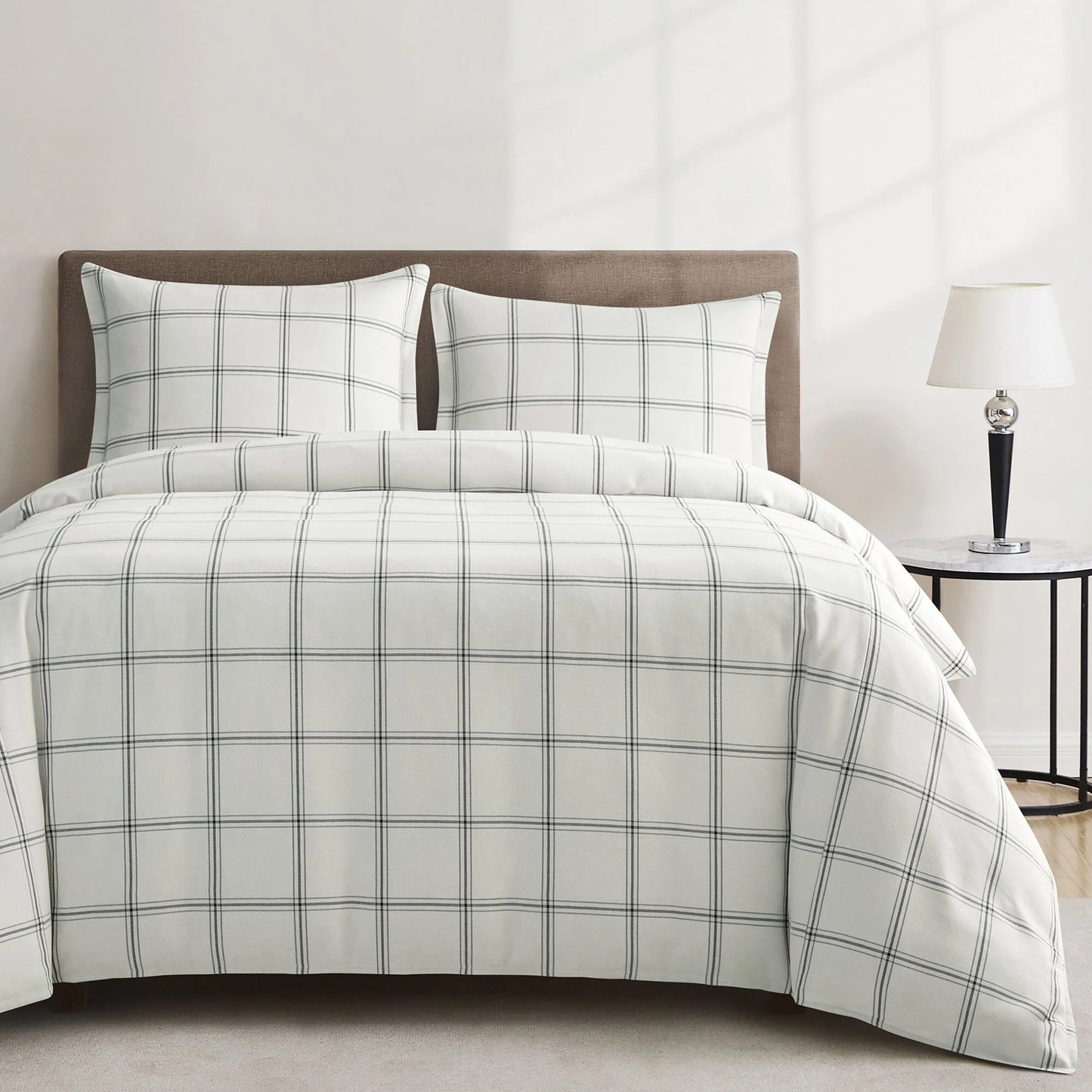 HiEnd Accents Windowpane Plaid Modern Rustic Bedding 3 Piece Comforter Set