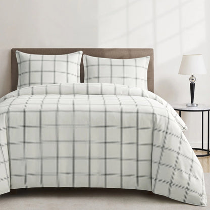 HiEnd Accents Windowpane Plaid Modern Rustic Bedding 3 Piece Comforter Set