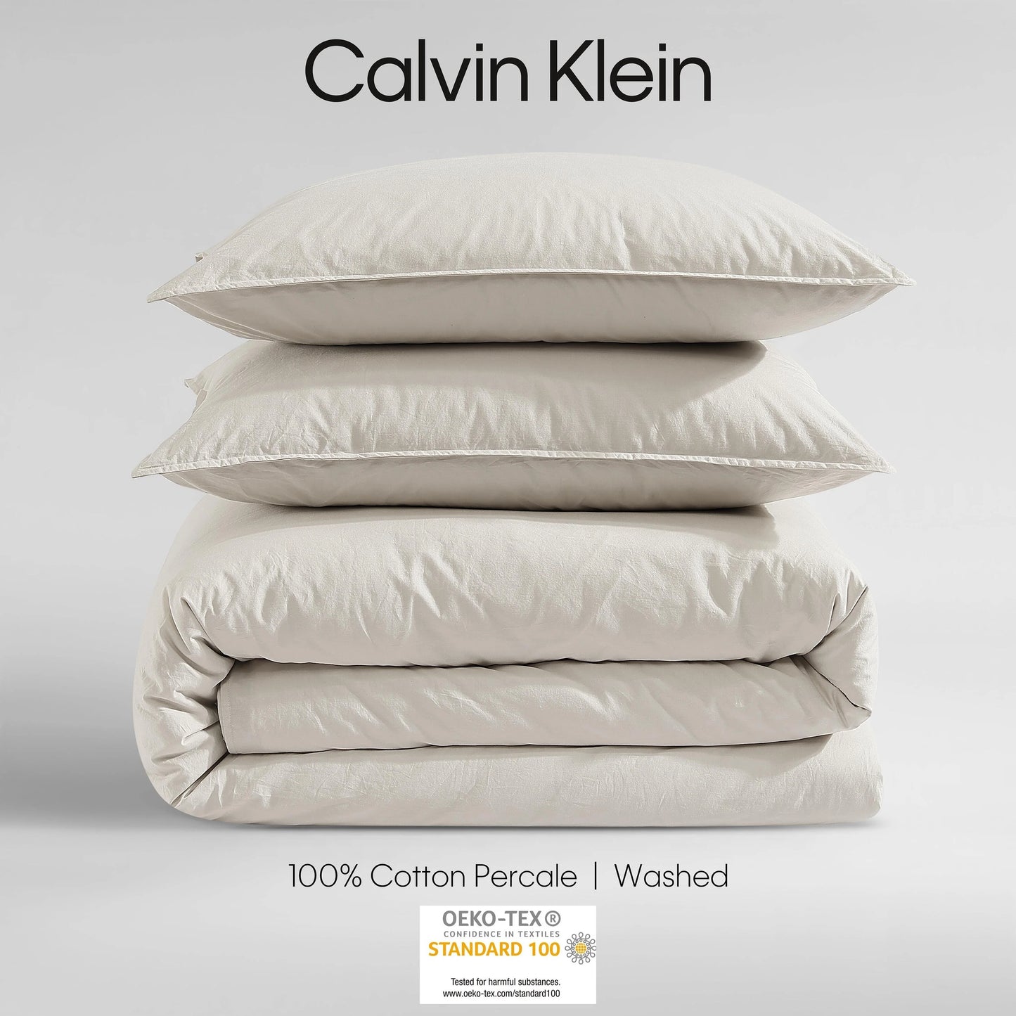 Calvin Klein Washed Percale Cotton Solid Comforter Set
