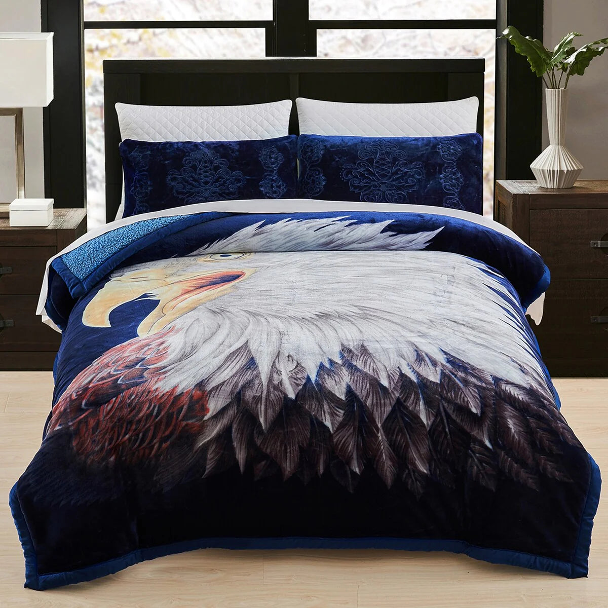 Ultra Plush Printed 3-piece Sherpa Borrego Comforter Set