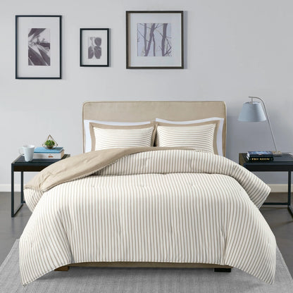 Madison Park Essentials Braydon Reversible Yarn Dyed Stripe Down Alternative Comforter Set