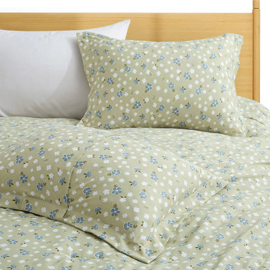 Floral Printed Comforter Set with Pillowcases, Bedding Set for All Season