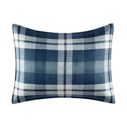 Nautica Crossview Plaid Microsuede Blue Comforter Set