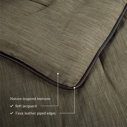 Paseo Road Highland Lodge Olive Brown Rustic Bedding 5 Piece Comforter Set with Bed Skirt, Shams, & Accent Pillow