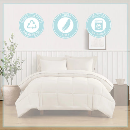 Truly Soft Green Recycled Solid Comforter Set