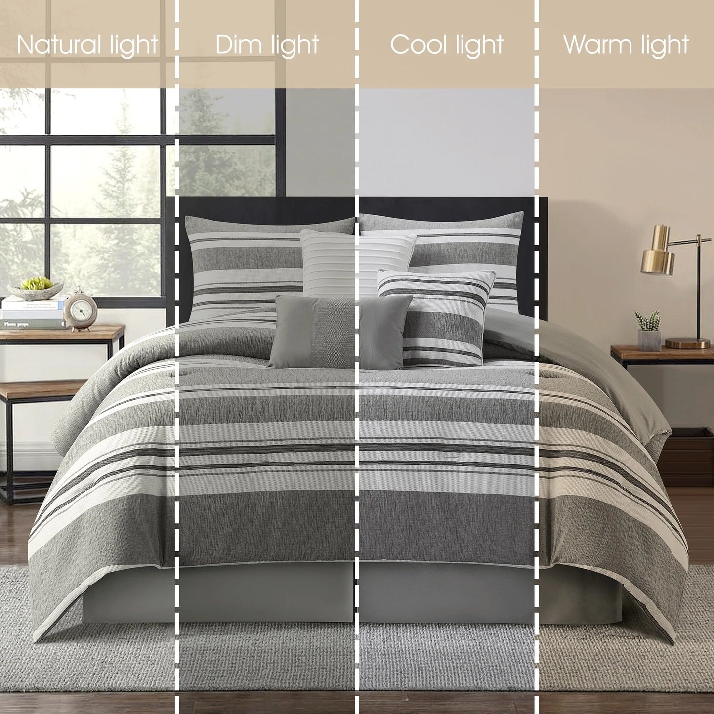 Nanshing Vada 7 Piece Striped Comforter Set