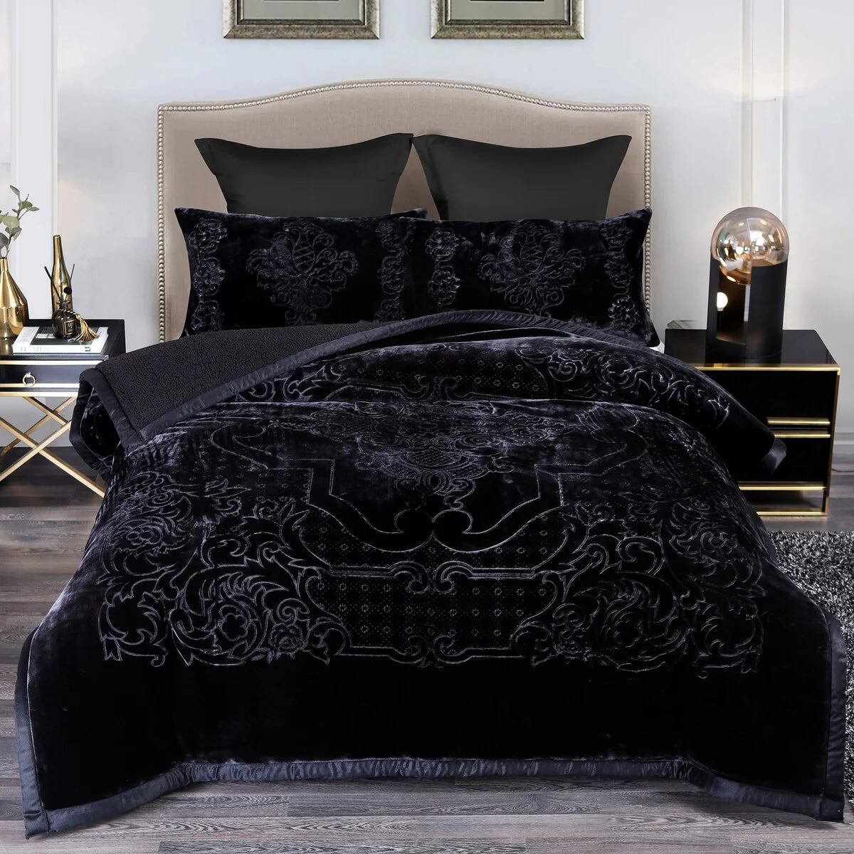 Ultra Plush Printed 3-piece Sherpa Borrego Comforter Set