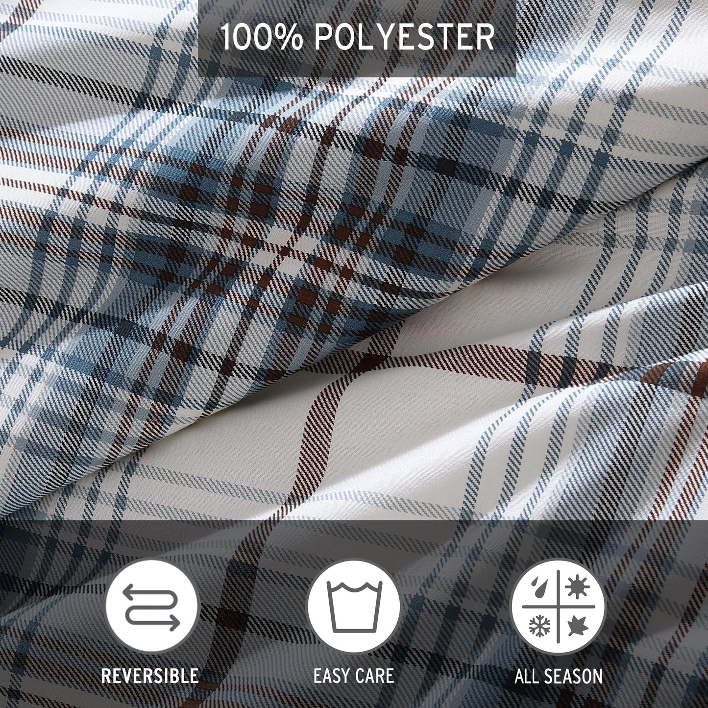 Eddie Bauer Alder Plaid Cotton Reversible Blue Comforter Set