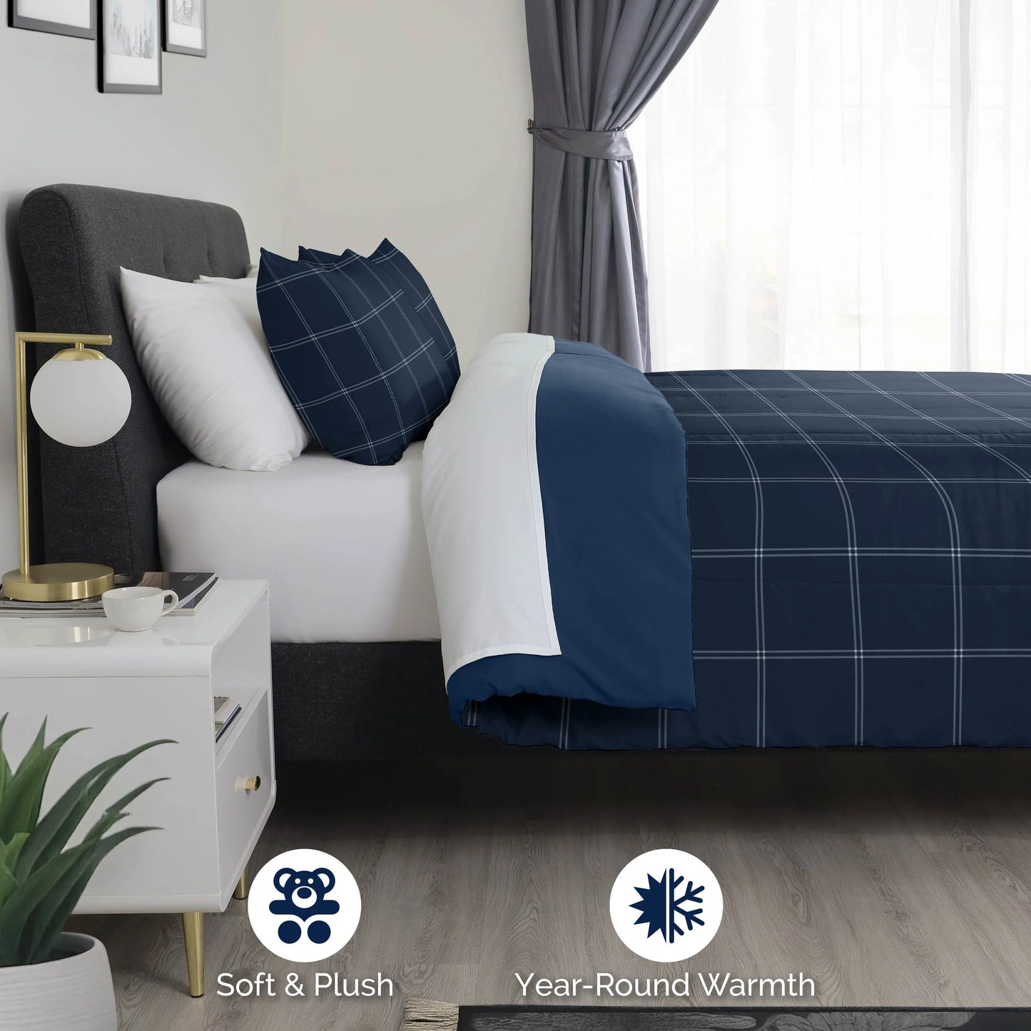 Martex Mf Reversible Comforter Check Comforter Set