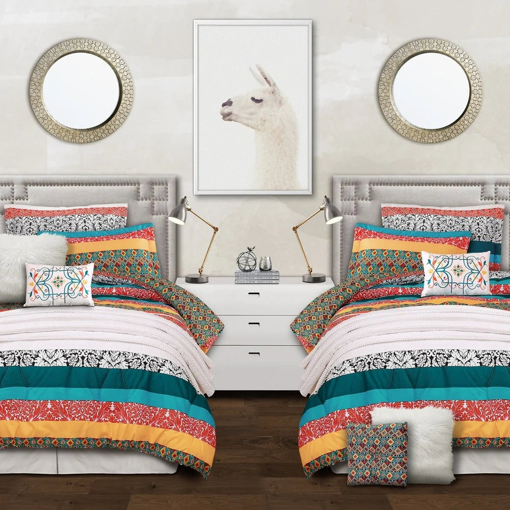 The Curated Nomad La Boheme Boho Stripe 7-piece Comforter Set
