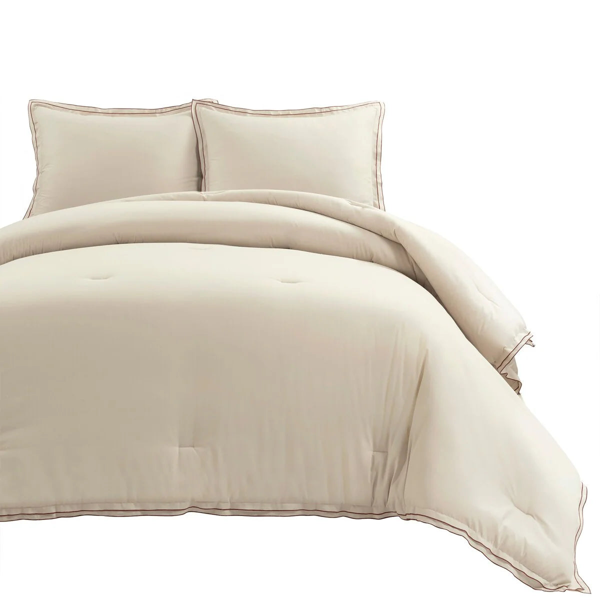 Lush Decor Hampton Double Flange Embroidered Contrast Edge Comforter 3 Pieces Set