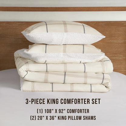 Lucky Brand Plaid Sherpa Reversible Comforter Sets