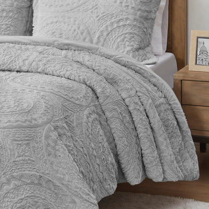 Madison Park Nova Embroidered Medallion Faux Fur Plush Comforter Set