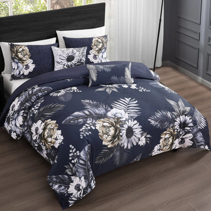 Bebejan Forget Me Not 100% Cotton Sateen 5-Piece Reversible Comforter Set