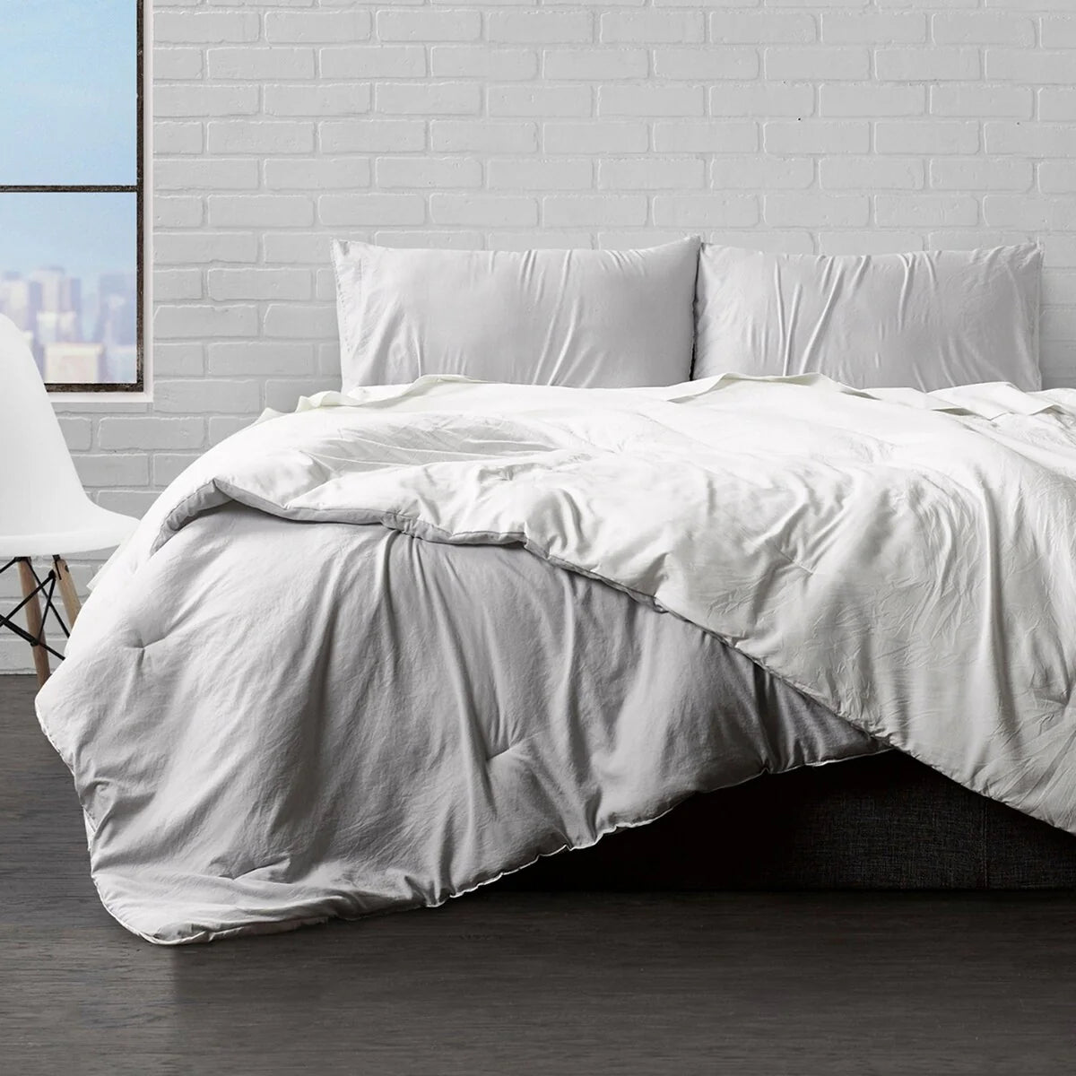 Ella Jayne Reversible Brushed Microfiber Plush Down-Alternative Comforter Set