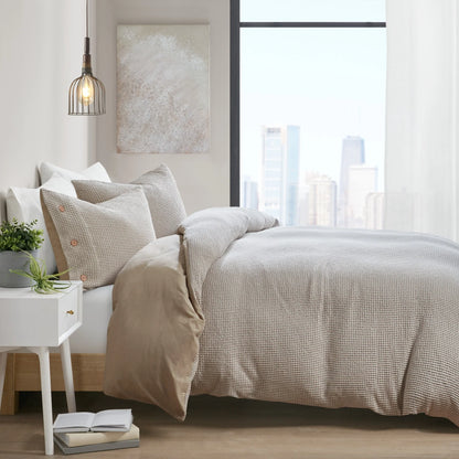 Adalyn 4 Piece Cotton and Rayon from Bamboo Blend Waffle Weave Comforter Cover Set w/removable insert by Clean Spaces