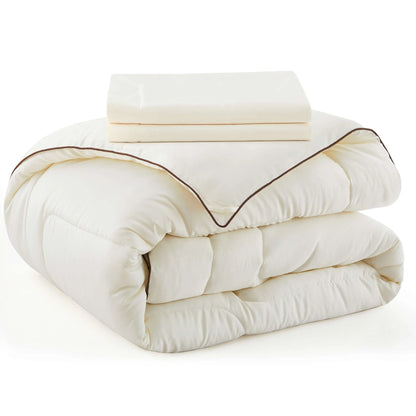 3 Piece Reversible Silky Luxury Soft Satin Comforter with 2 Satin Pillowcases