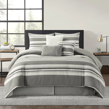 Nanshing Vada 7 Piece Striped Comforter Set